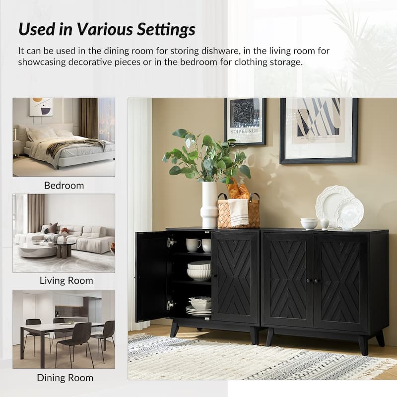 Joseph Midcentury 30"Tall 2 Door Accent Cabinet Set of 2 by HULALA HOME