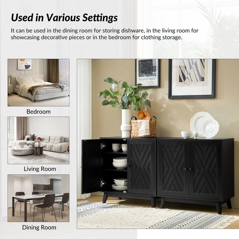 Joseph Midcentury 30"Tall 2 Door Accent Cabinet by HULALA HOME