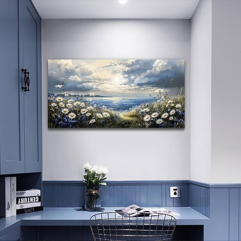 Blue Mediterranean Garden Landscape Painting