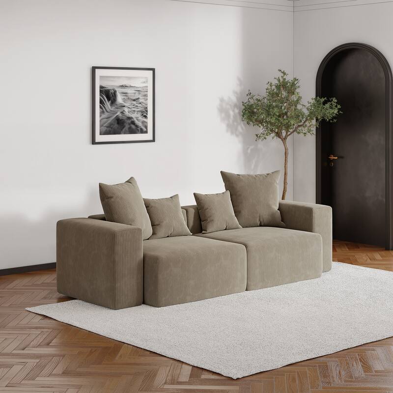 Oversized Corduroy Upholstery Modular Sofa No Assembly