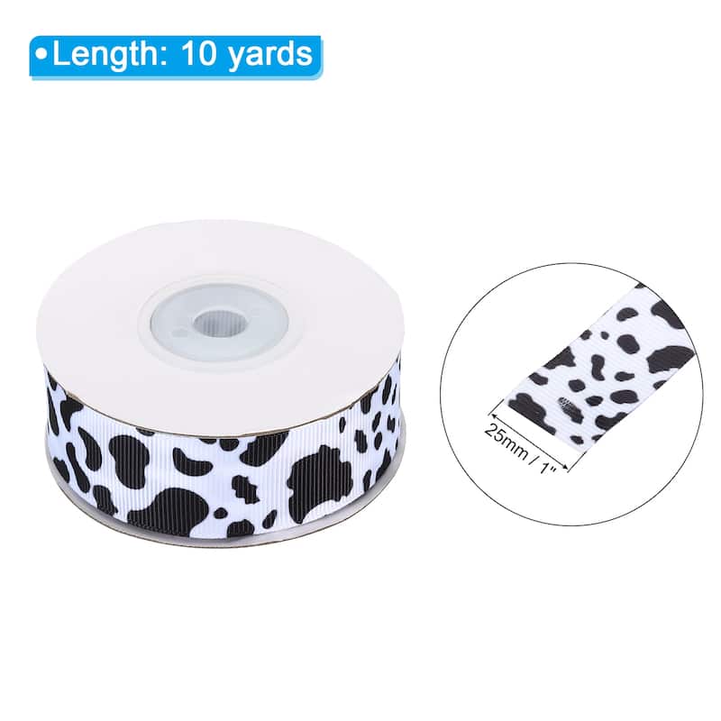 Ribbon for Gift Wrapping, 1pcs Cow Print Ribbons - 10 Yards x 25mm