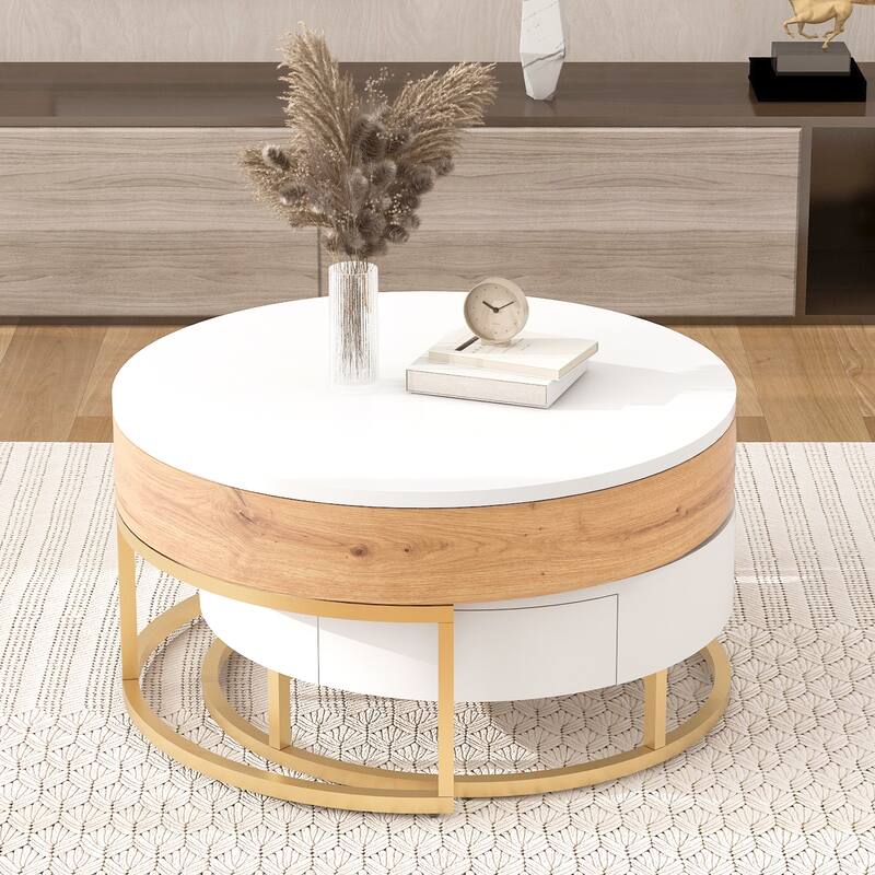 Lift-top Nesting Coffee Tables with 2 Drawers