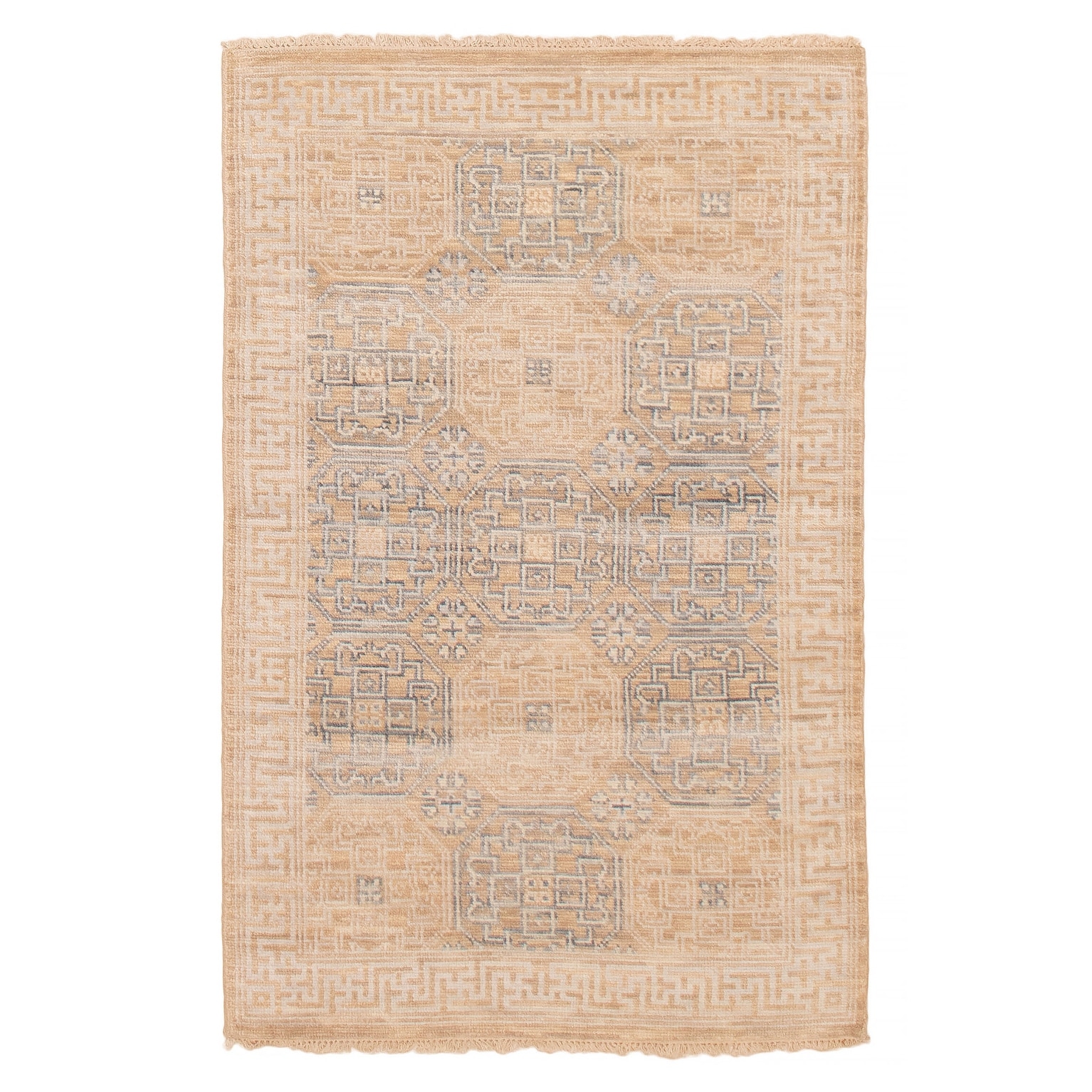ECARPETGALLERY Hand-knotted Mamluk Tan Wool Rug - 4' x 6' 1"