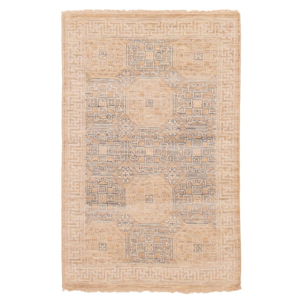 ECARPETGALLERY Hand-knotted Mamluk Tan Wool Rug - 4' x 6' 1"