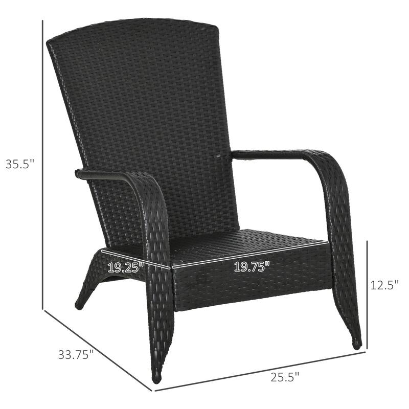 Outsunny Patio Classic Rattan Adirondack Chair, Outdoor PE Rattan Leisure Deck Chair, Ergonomic Armrest Chair Mixed Grey