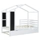 preview thumbnail 8 of 12, Twin Size Wood House Bed Frame with Trundle, Fence and Writing Board