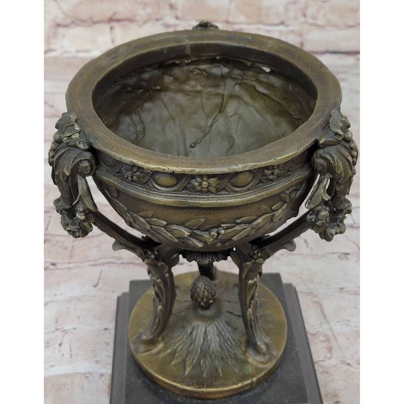 Louis Xvi Hot Cast Bronze Urn Sculpture Decor Antique Style On Marble Base