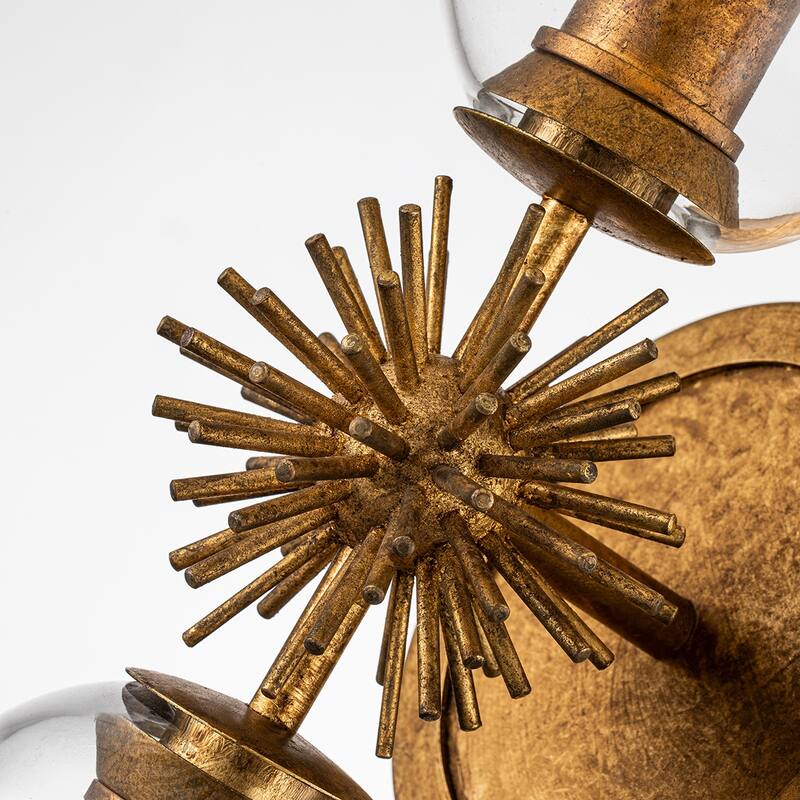 Staring 2 Light Sconce in Gold Leaf - 7 x 7.5 x 22