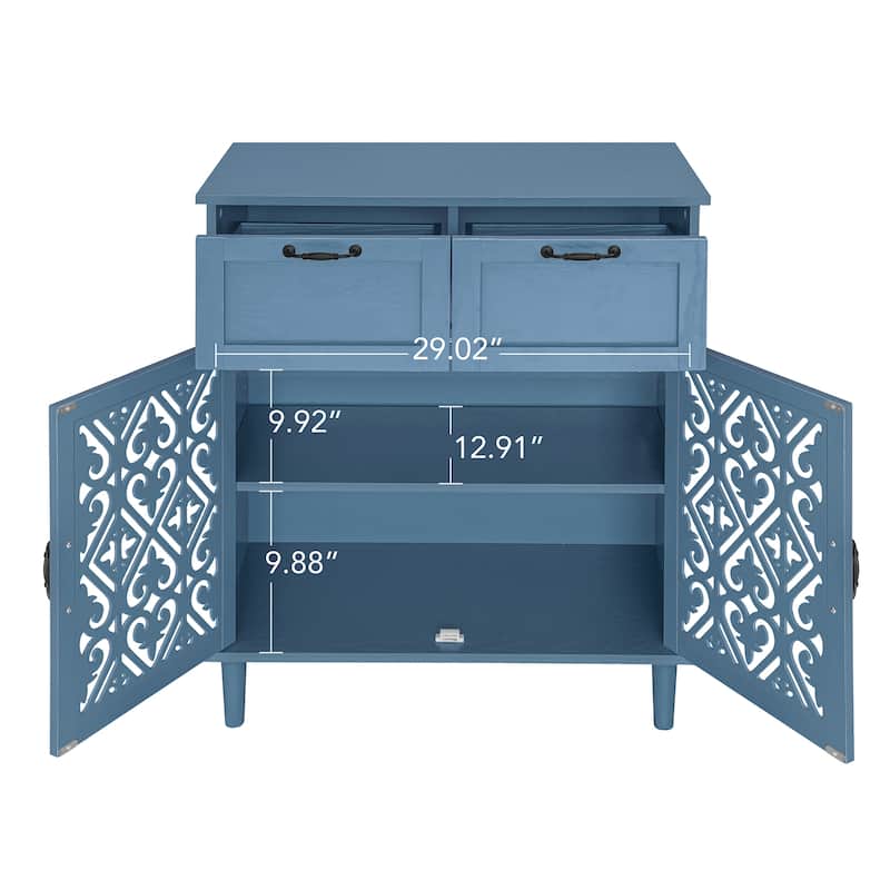 GDFStudio - Heritage Line American Style Wooden Storage Cabinet with 2 Doors and 2 Drawers