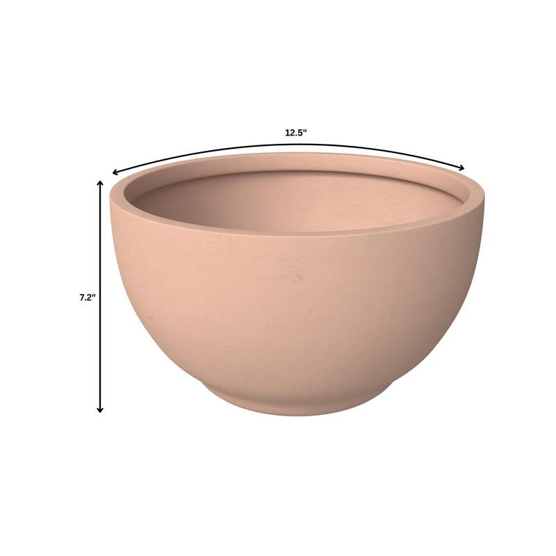 Grove Modern Round Fiberstone and MgO Clay Plant Pot with Drainage Holes for Indoor & Outdoor Home Office Yard Patio Decor