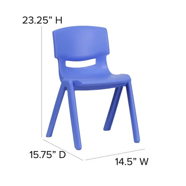dimension image slide 1 of 2, 4 Pack Plastic Stackable K-2 School Chair with 13.25"H Seat - 15.75"D x 14.5"W x 23.25"H