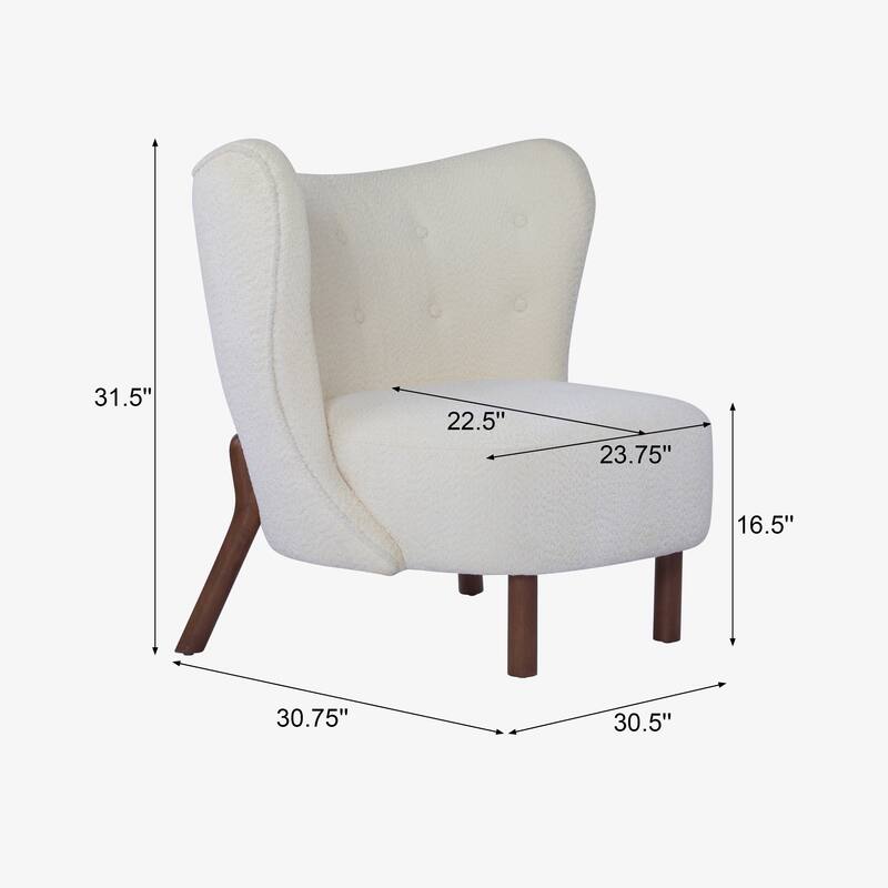 Roomfitters Bella Upholstered Armless Accent Chair, Modern Curved Back