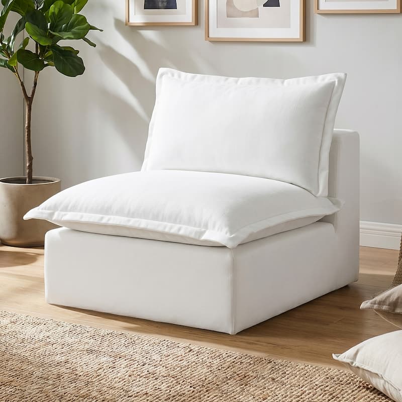 Comfy Cloud Couch Plush Modular Sectional Sofa For Living Room - Beige/Armless chair - Reversible