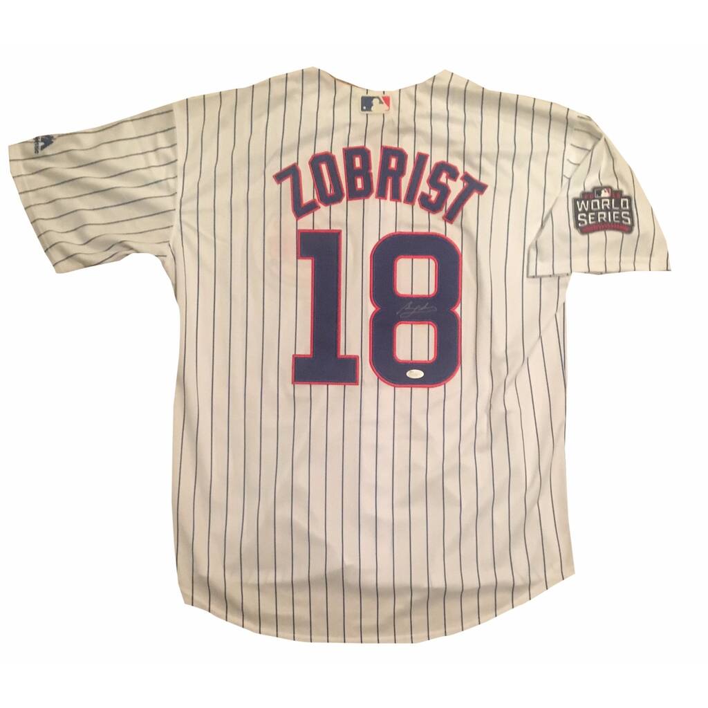 Ben Zobrist Autographed Cubs 2016 World Series MVP Signed Baseball Jersey JSA COA - 8'6" x 11'6"