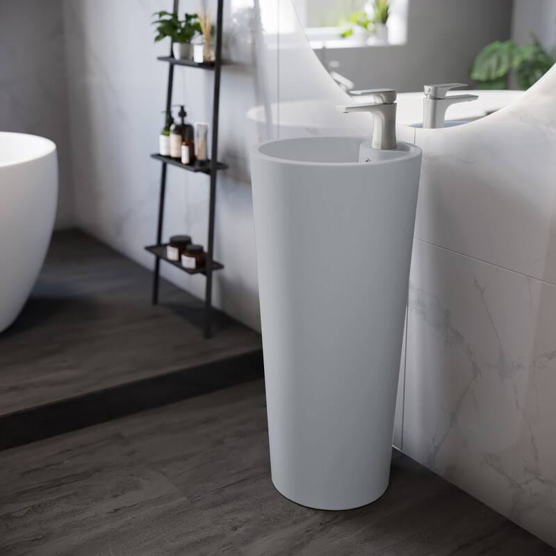 Swiss Madison Monaco 15-3/4" Oval Ceramic Pedestal Bathroom Sink with