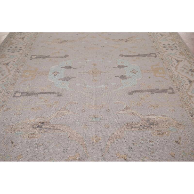 Earth Tone Oushak Indian Area Rug Handmade Wool Carpet - 8'0"x 9'9"