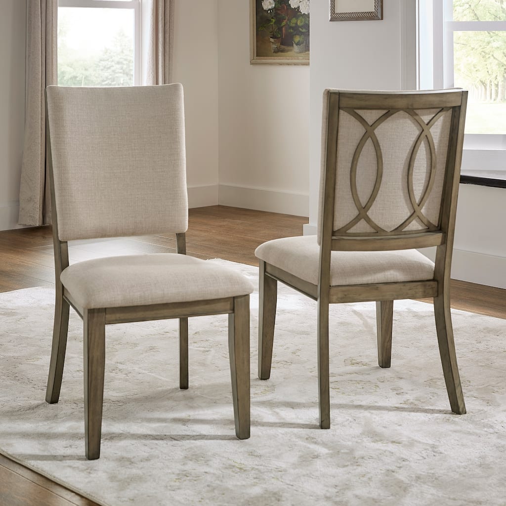 Cesky Antique Beige Fabric Dining Chairs (Set of 2)