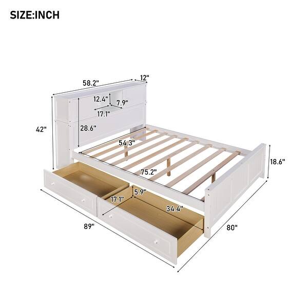 dimension image slide 0 of 2, Full Platform Bed with 2-Drawers, Storage Headboard and Sliding Door, Grey