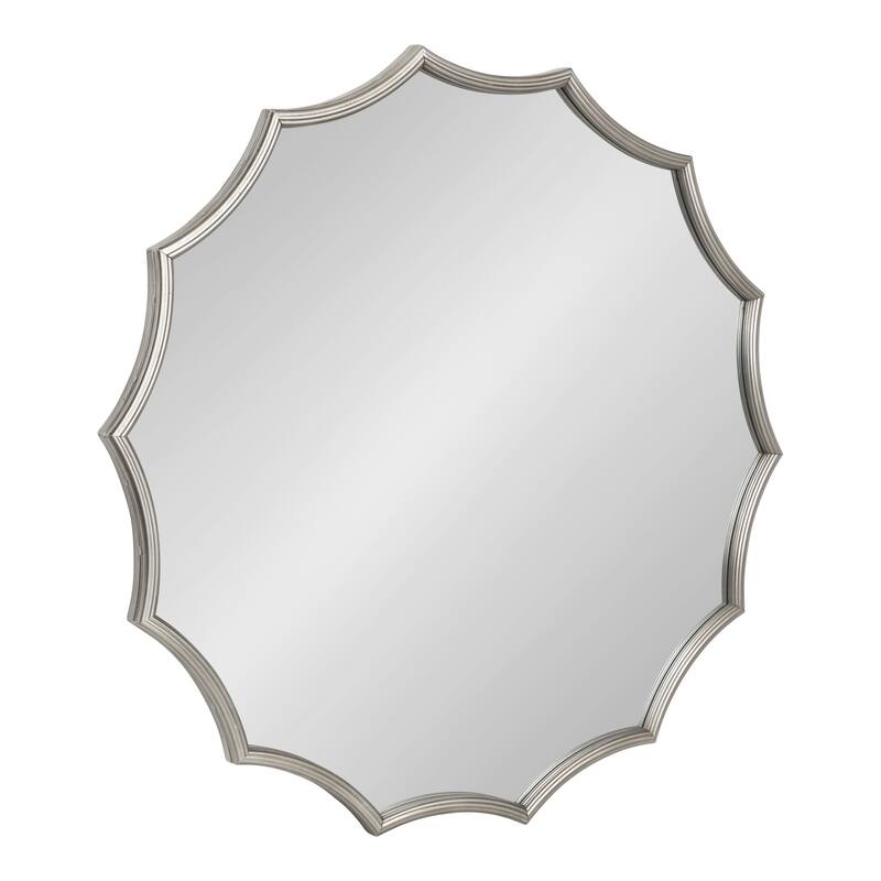 Kate and Laurel Lalina Scalloped Round Framed Accent Mirror - 34" Diameter - Silver