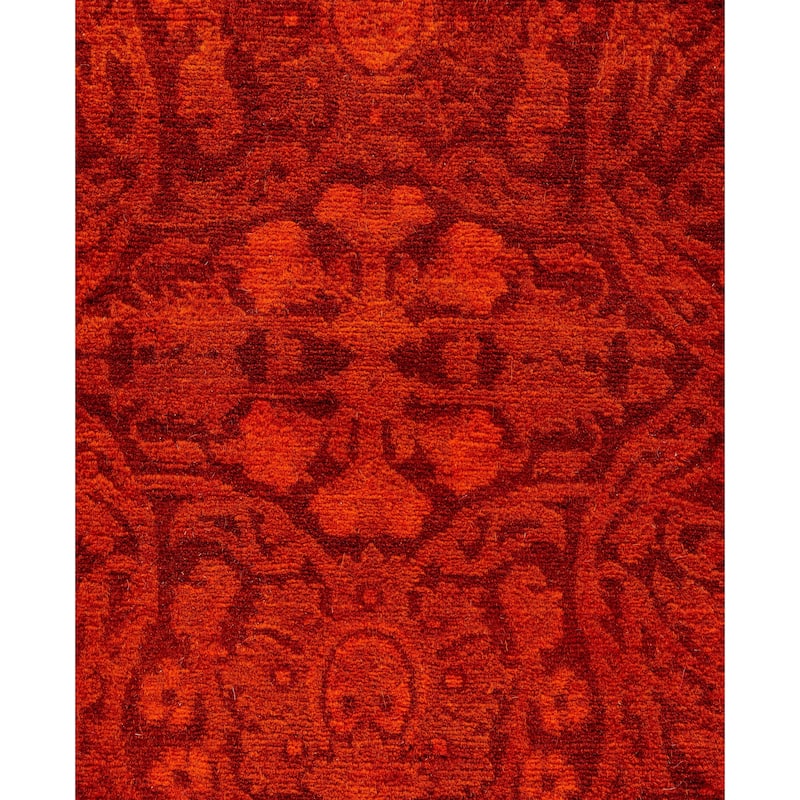 Overdyed One-of-a-Kind Hand-Knotted Area Rug - Orange - 3' 0" x 7' 6"