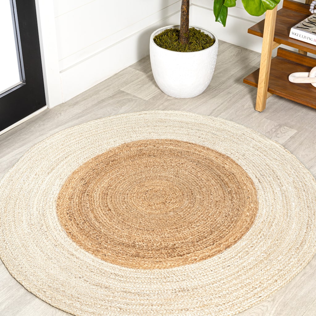 JONATHAN Y Sumak Two-Tone Jute Hippy Circle Area Rug