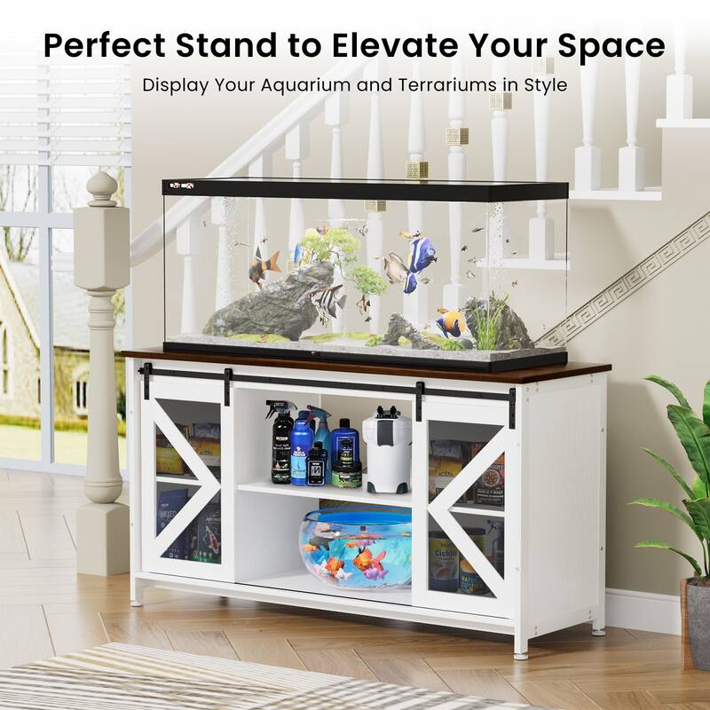 Anmytek 80 Gallon Heavy Duty Metal Aquarium Stand with Cabinet for Fish Tank Accessories Storage