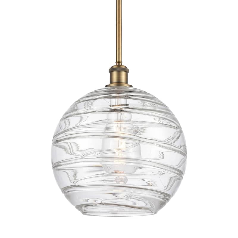 Innovations Lighting 516-1S-15-12 Athens Pendant Athens 12" Wide - Clear Deco Swirl / Brushed Brass