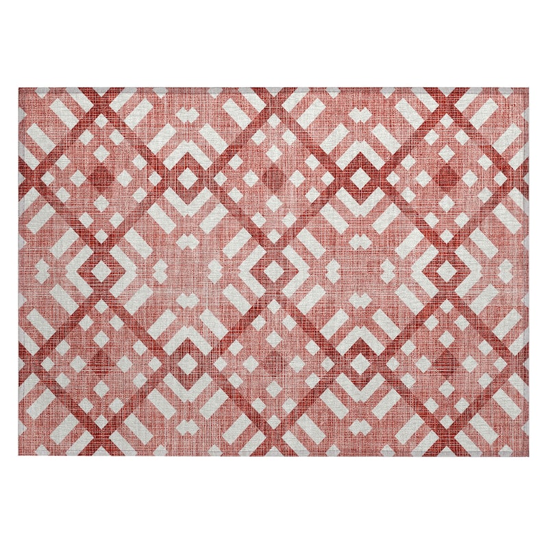 Machine Washable Indoor/ Outdoor Chantille Contemporary Trellis Rug
