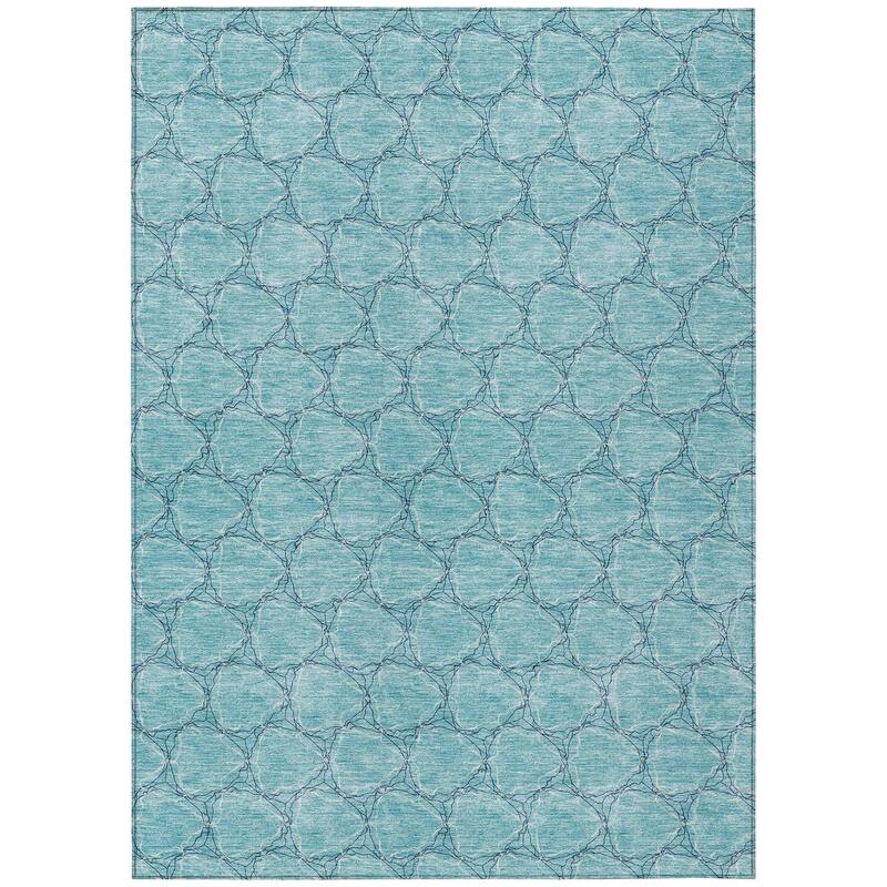 Machine Washable Indoor/ Outdoor Abstract Trellis Chantille Rug