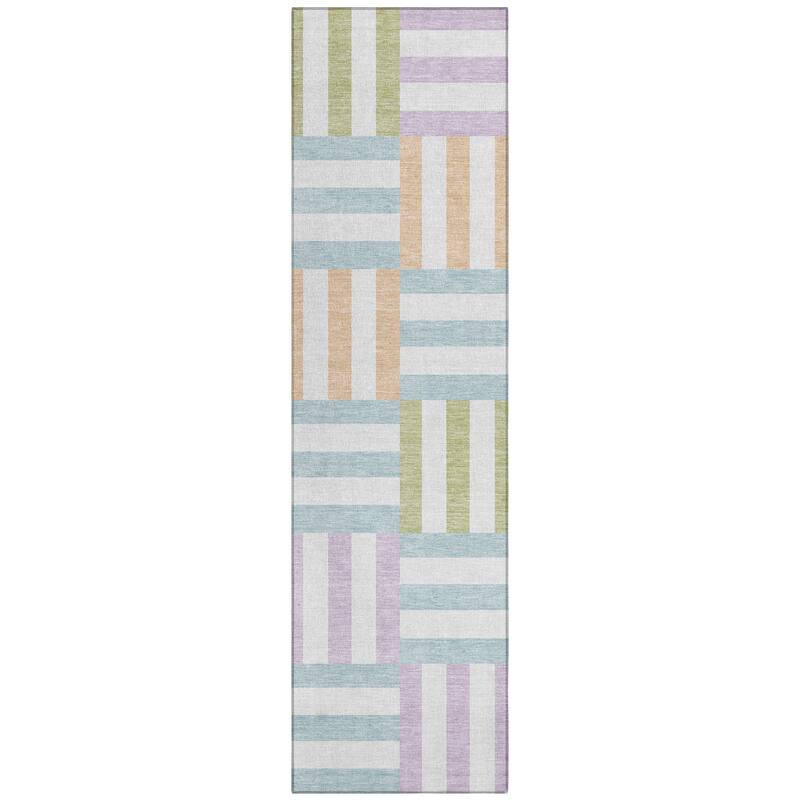 Machine Washable Indoor/ Outdoor Modern Hatch Chantille Rug