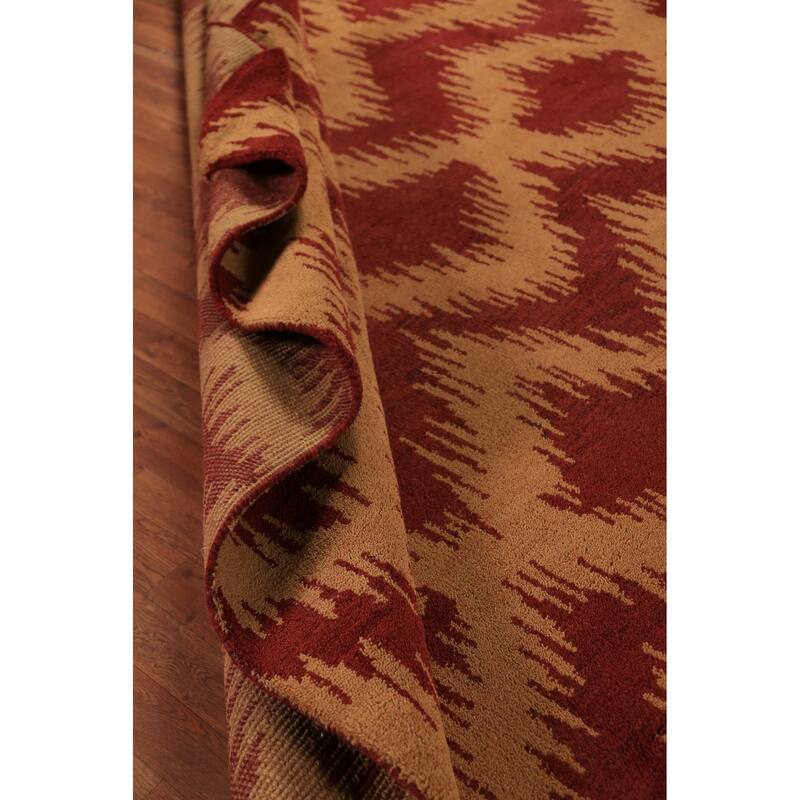 Hand Knotted Oriental 100% Wool Carpet Modern Geometric Red Moroccan Area Rug - 11' 8'' X 8' 11''