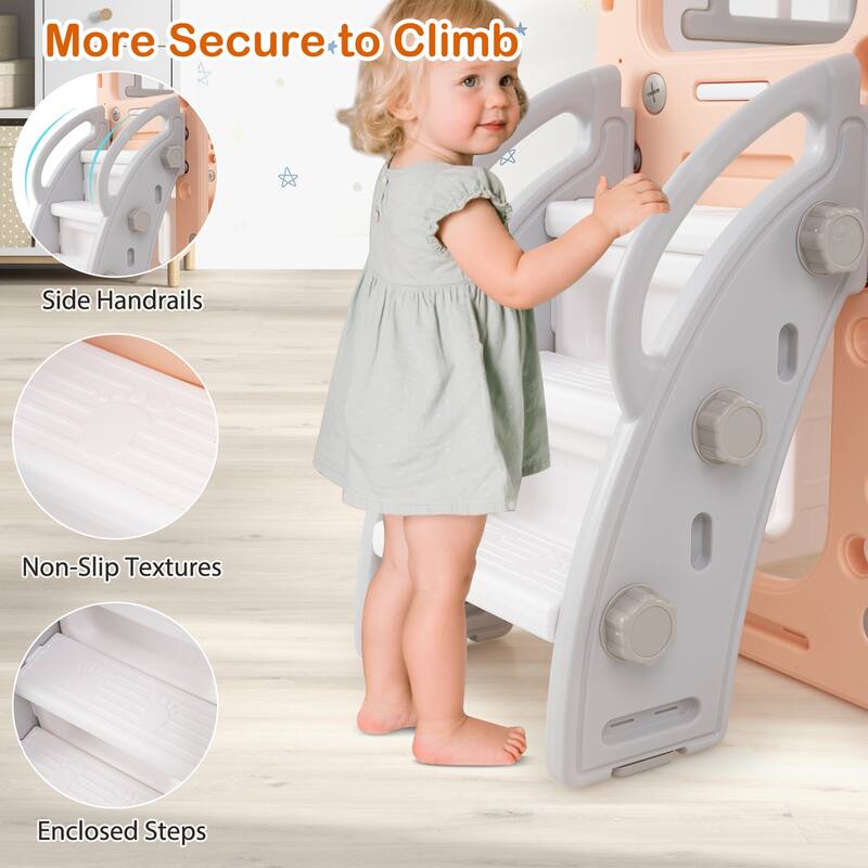 Gymax 10 in 1 Toddler Swing & Slide Set w/Basketball Hoop Telescope