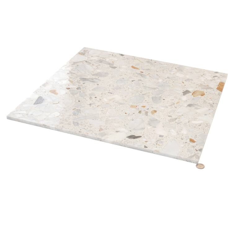 Apollo tile 24" x 24" Terraforma Polished Ivory White Gray Terrazzo Tile (15.5 sq ft/case) - 4 Pack