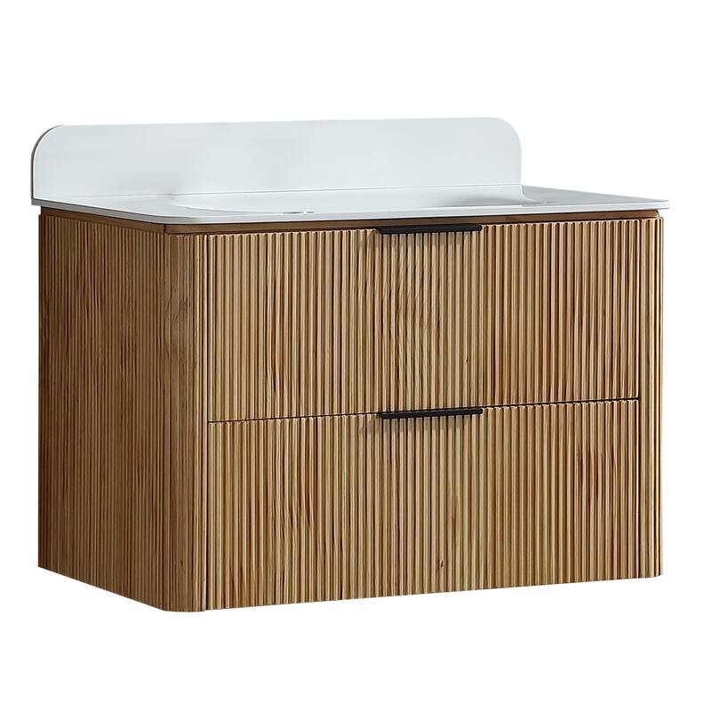 Modland 30" Wall-Mounted Bathroom Vanity with Acrylic Top Integrated Sink & Overflow