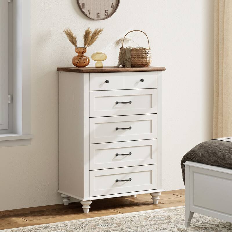 Wood Kid Dresser with 5 Drawers, Farmhouse Baby Dressers for Kids Room