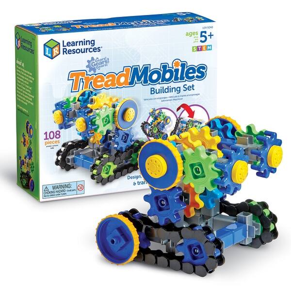 slide 2 of 7, Learning Resources Gears Gears Gears Treadmobiles Building Set, 108 Pieces Multi - Kids