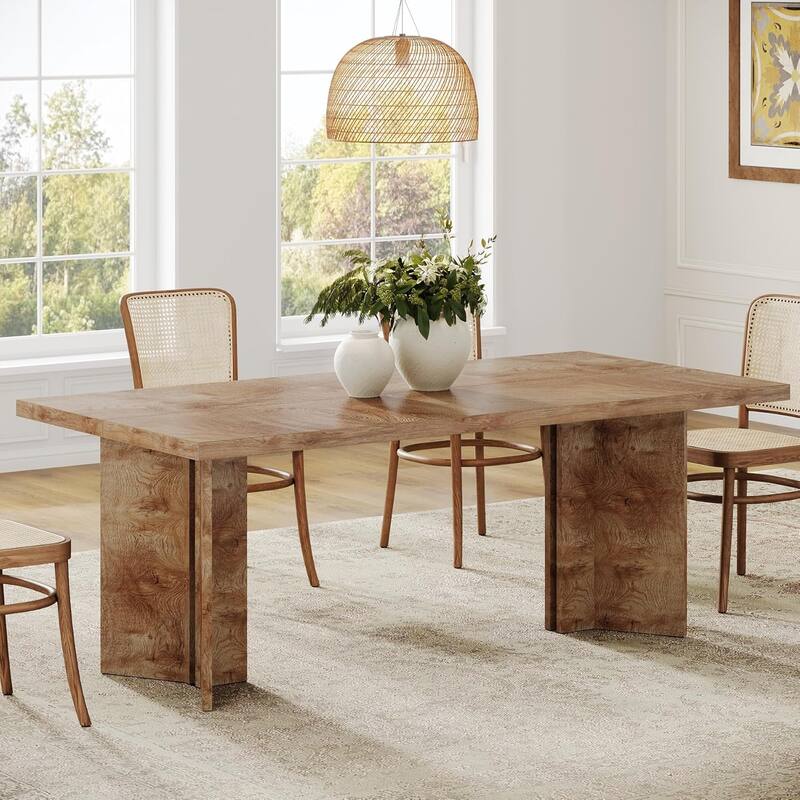 63-inch Rectangle Wooden Dining Table with Large Tabletop and Heavy Duty Legs for 4 to 6 People