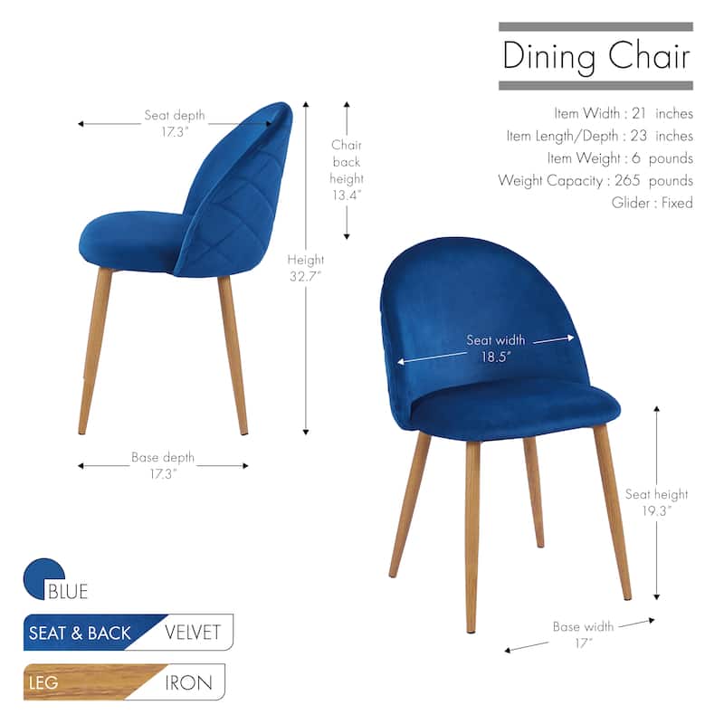 Porthos Home Jailyn Dining Room Chairs Set Of 2, Velvet And Metal