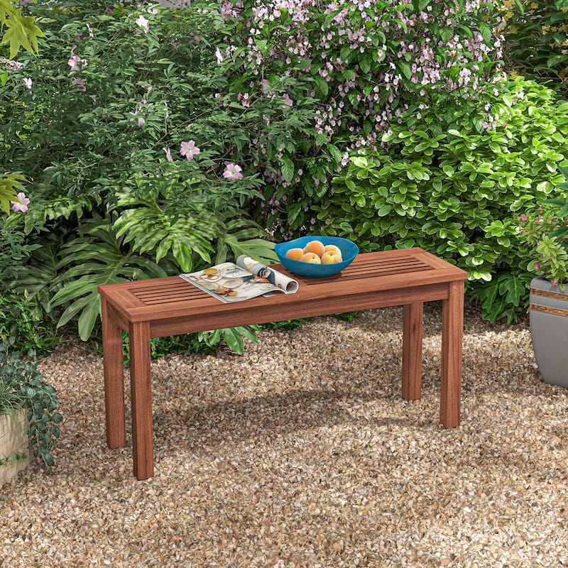 Outdoor Backyard Patio Backless Dining Bench Solid Wood Garden