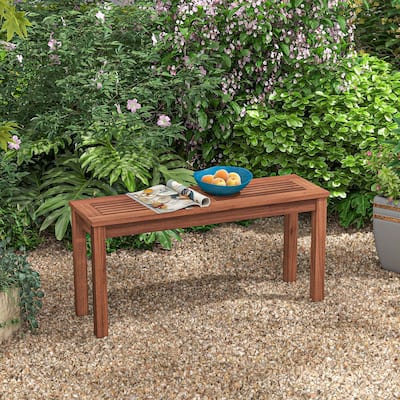 Outdoor Backyard Patio Backless Dining Bench Solid Wood Garden
