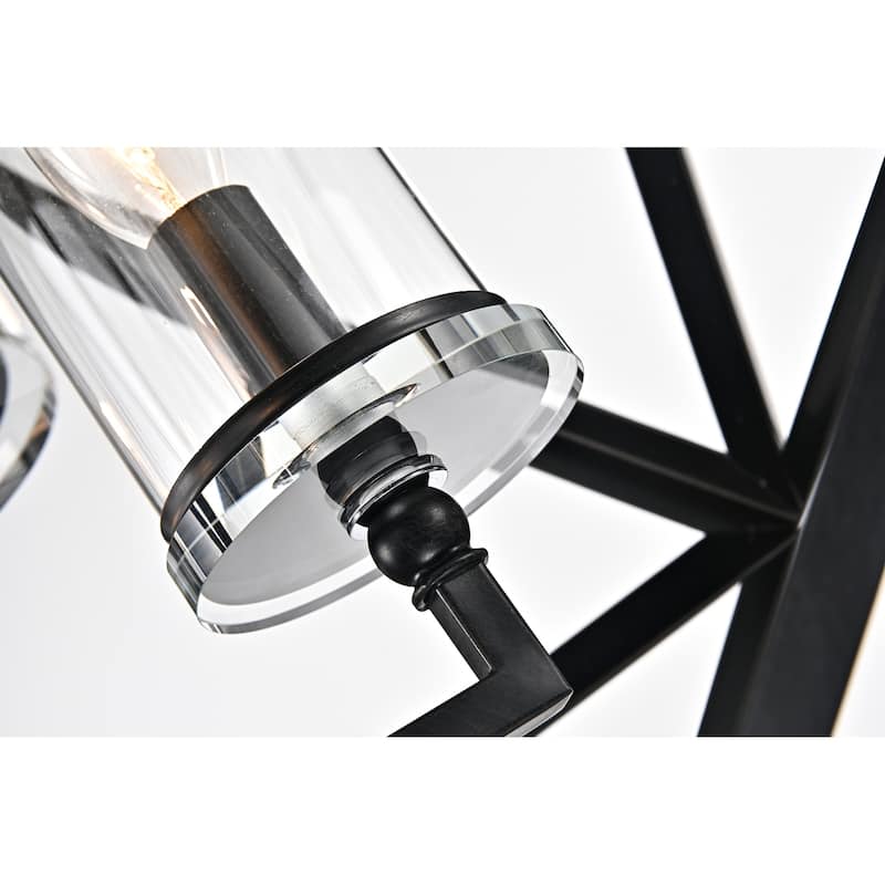 Antique Black 4-Light Geometric Cage Chandelier