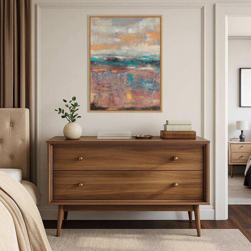 Teal Sunset No. 2 by Jennifer Goldberger (23 x 30 in.), Framed Canvas Wall Art Print