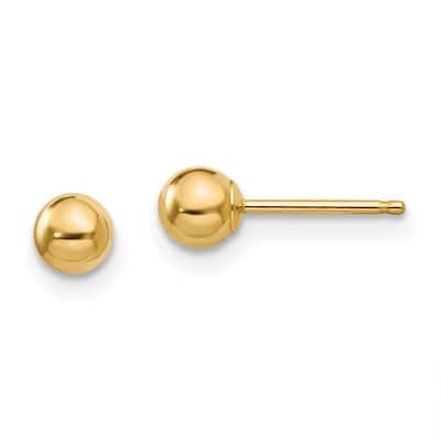 Curata 14k Yellow Gold Girls Polished 4mm Ball Post Earrings