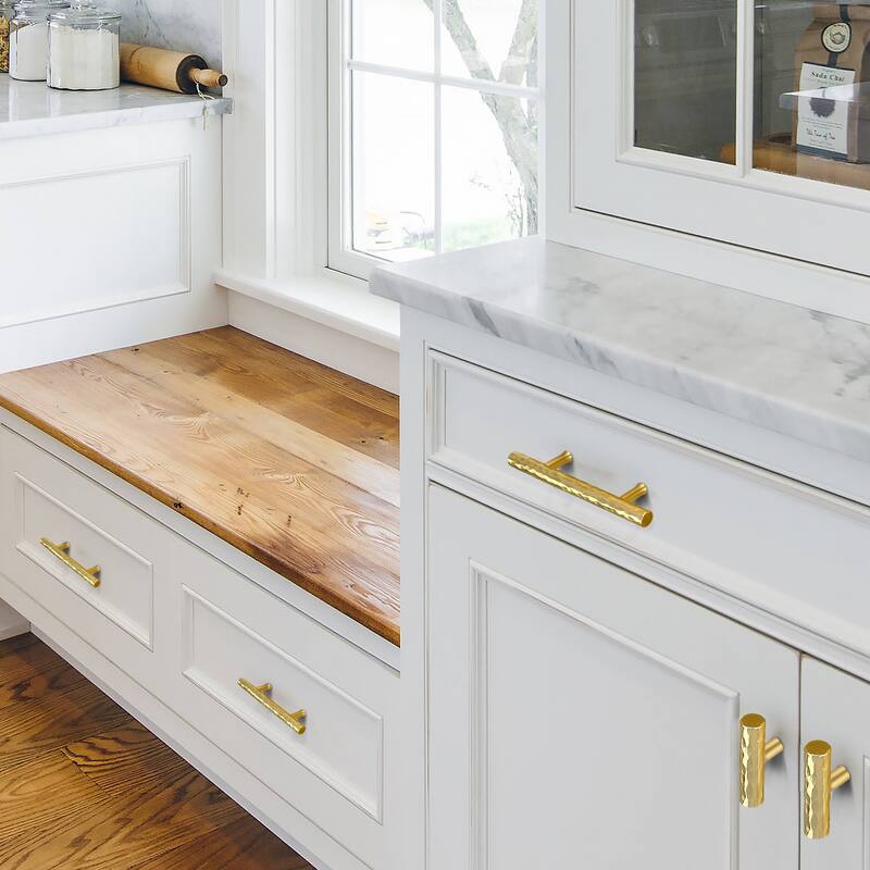 3 Inch Hole Center Copper Kitchen Cabinet Handles 100% Solid Brass Drawer Pulls (5-PACK)