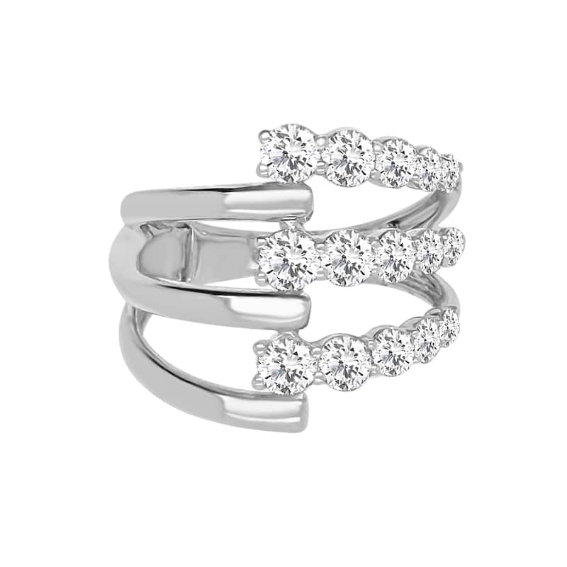 Auriya 14k Gold Lab Grown Round Diamond Three-Row Open Band Ring 1.30 ct. tw. (F-G, VS)