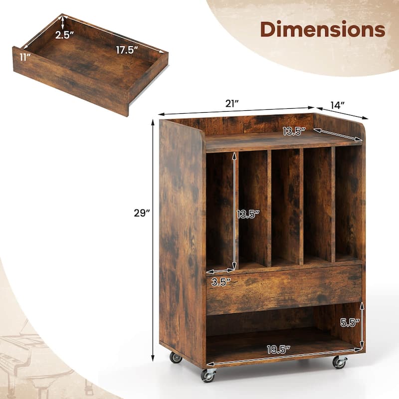 Costway Record Player Stand with Drawer & Record Holder,Lockable - See Details