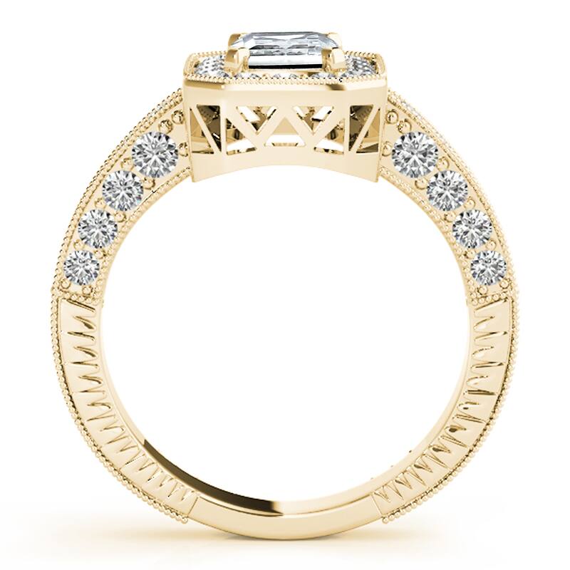 Auriya 14k Yellow Gold Lab Grown Emerald Diamond Halo Engagement Ring 0.50 to 5.00 ct. tw. (F-G VS)