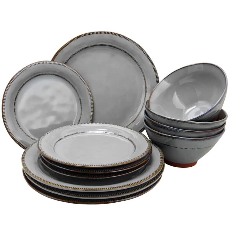 Gibson Elite 12 Piece Dinnerware Set in Grey - 12- Piece