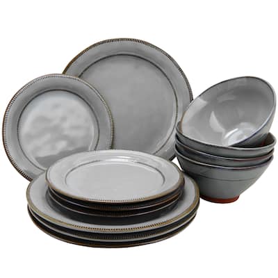 Gibson Elite 12 Piece Dinnerware Set in Grey - 12- Piece
