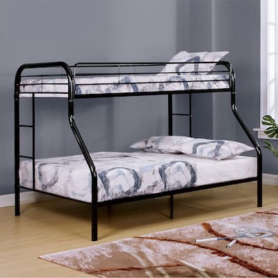 Twin Over Full Metal Bunk Bed Contemporary Style With Angled Ladder